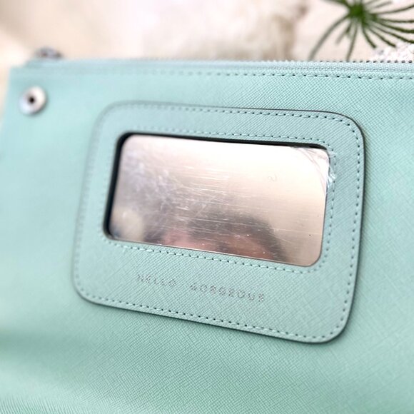 NWOT Mint Green Stella & Dot Double Zip Clutch w/Laser Cut Design - Picture 3 of 9